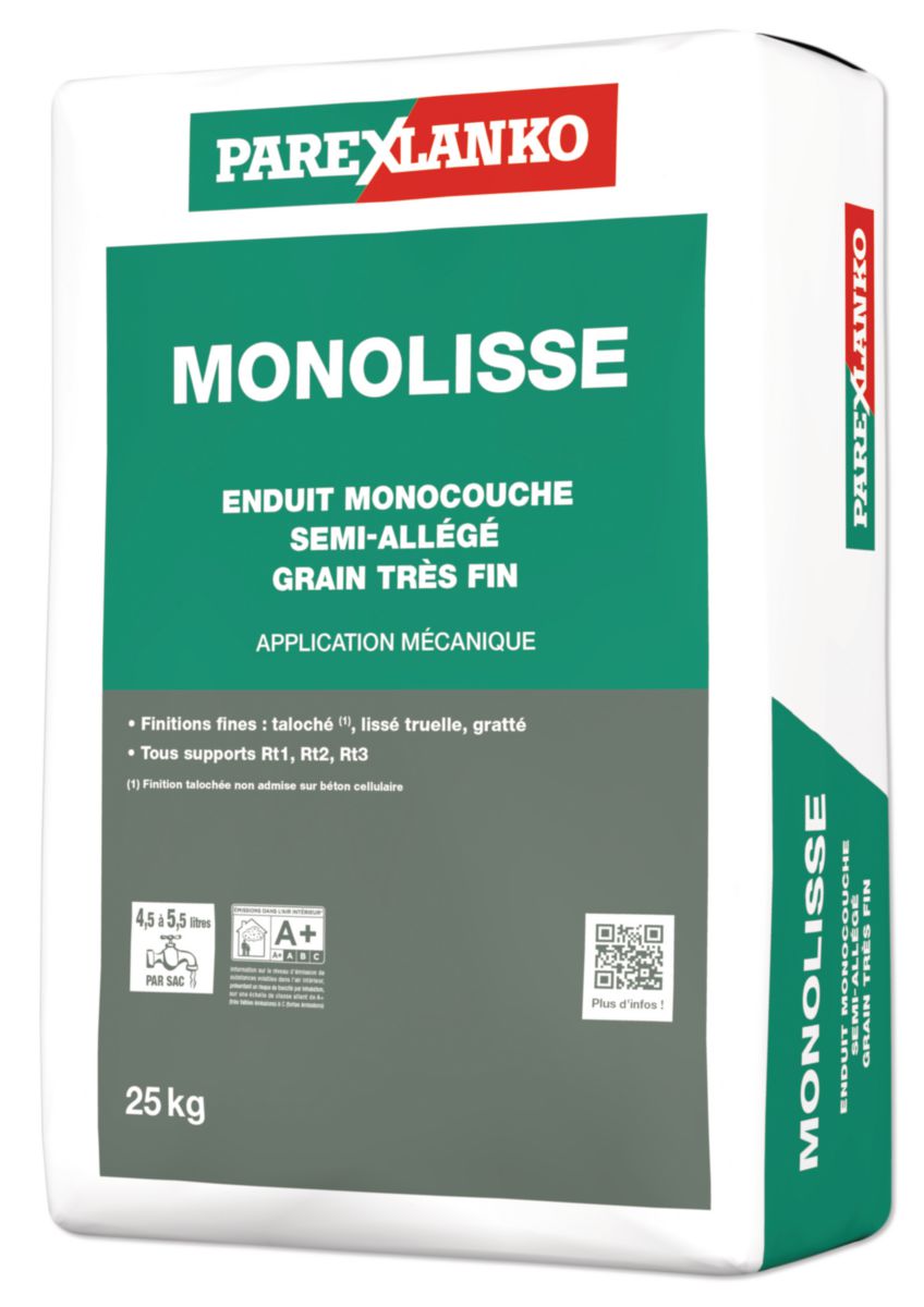 PAREXLANKO Enduit monocouche OC1 semi allégé blanc Monolisse sac de