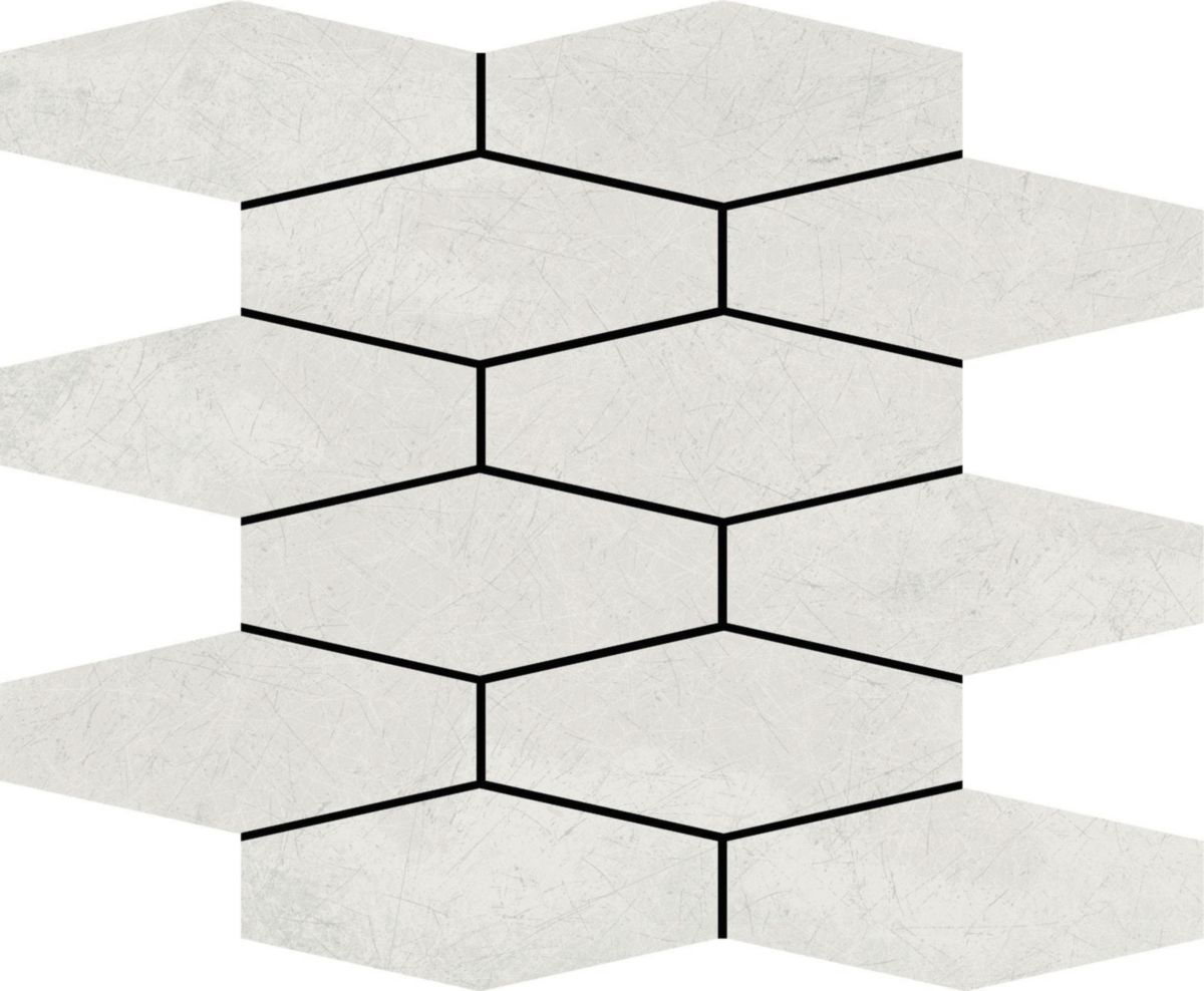 Carrelage effet ciment hexagonal Slim Backstage - grès cérame white naturel rectifié - 28,1x34,1 cm