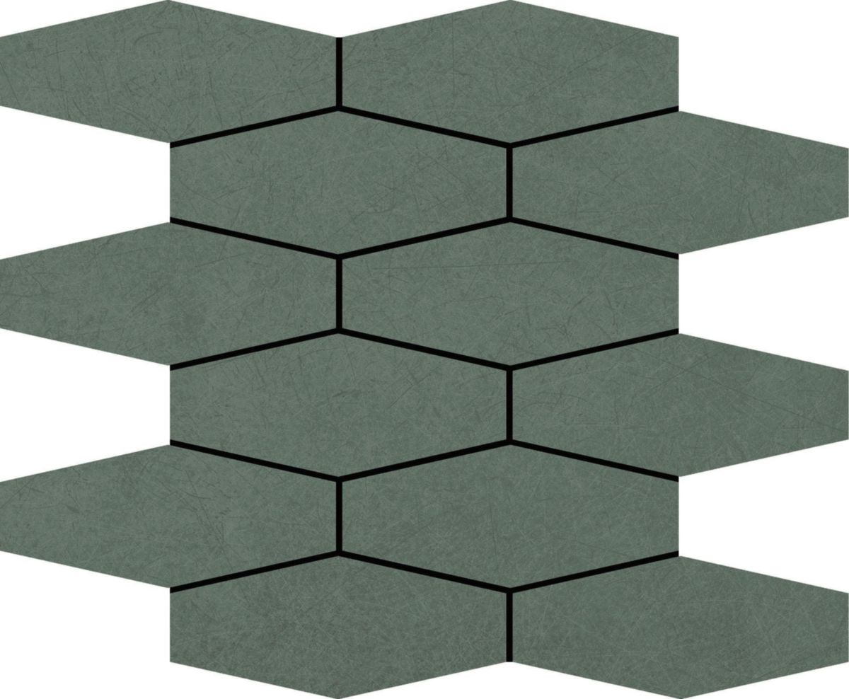 Carrelage effet ciment hexagonal Slim Backstage - grès cérame green naturel - 28,1x34,1 cm