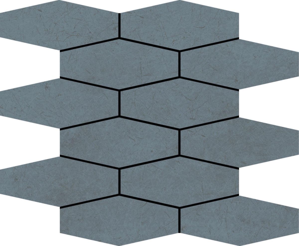 Carrelage effet ciment hexagonal Slim Backstage - grès cérame blue naturel - 28,1x34,1 cm