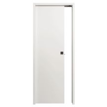 Porte seule BERING âme pleine isophonique 28 dB(a) mélaminée blanc usinage complet pour porte coulissante 204x93cm 40mm kit garniture carrée finition noire sans serrure - emballée