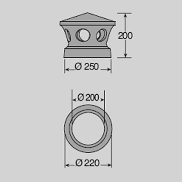 Lanterne mitron aérage diamètre 150mm brun foncé pour Plate 18x38, Optima, Tradi 12, Jura Nova, Alegra, Panne et Romane KOR M0008780