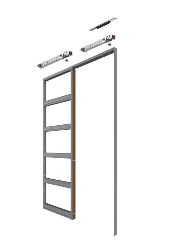 Caisson Signature Acier galva ajouré 1 vantail pour porte coulissante avec Push & Slide 204x83cm