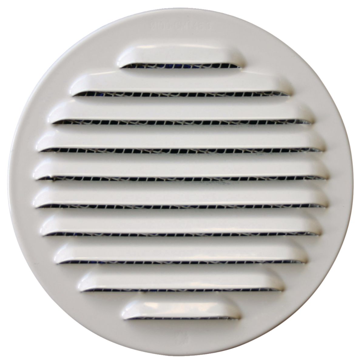 Grille d'aération ronde à persiennes - aluminium blanc - avec moustiquaire - Ø int. 100 mm - ép. 45 mm