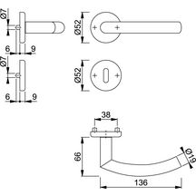 Garniture sur rosace clé L pour portes intérieures Alta - inox mat