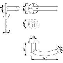 Garniture Trondheim sur rosace clé I pour porte intérieur - inox 18/10