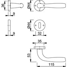 Garniture sur rosace pour porte intérieure Maribor - clé L - aluminium chromé mat