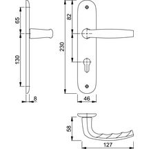 Garniture Atlanta RENO sur plaque aspect argent 195mm clé I