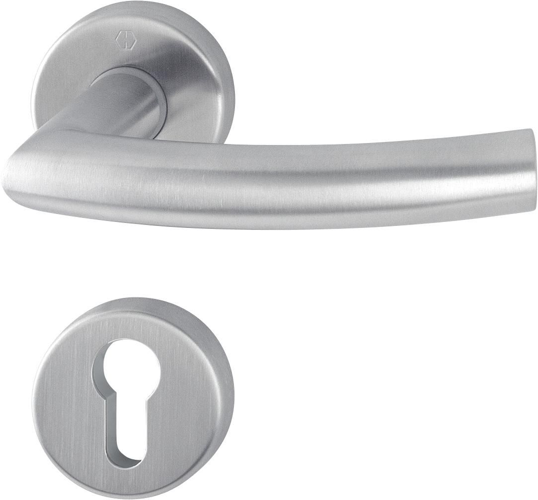 Garniture Trondheim sur rosace clé I pour porte intérieur - inox 18/10