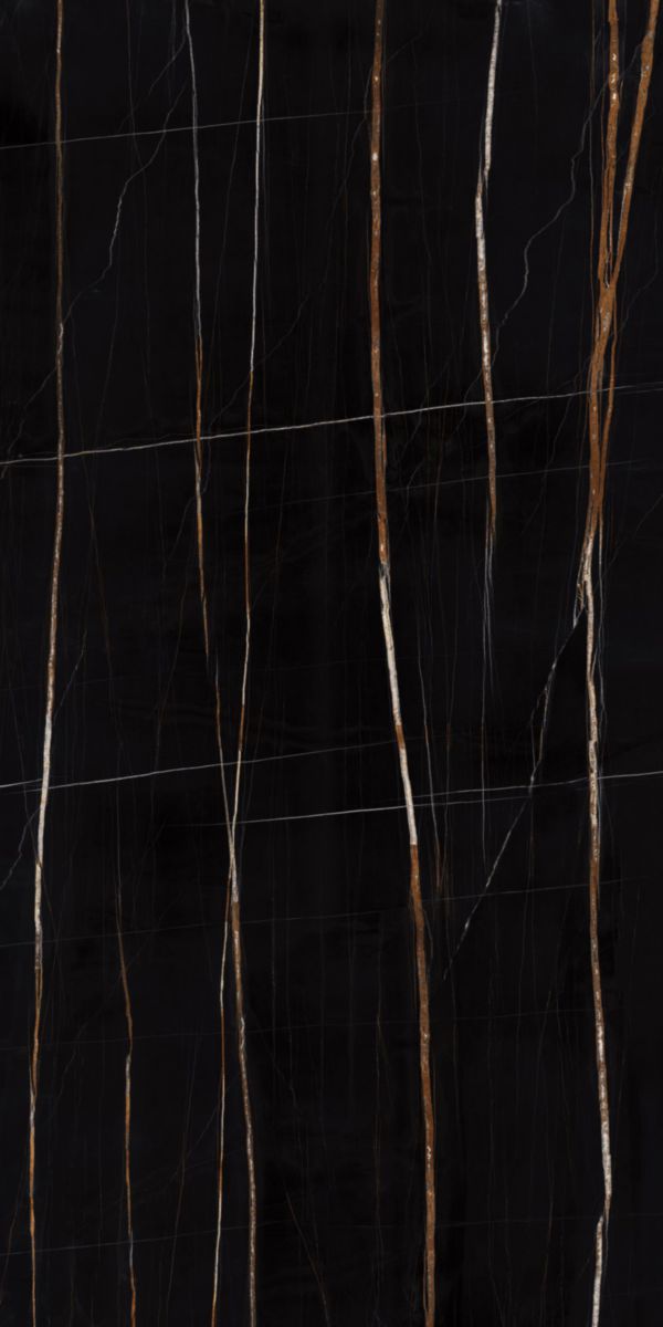 Carrelage XXL effet marbre Grande Marble Look - grès cérame émaillé sahara noir lux rectifié - 160x320 cm