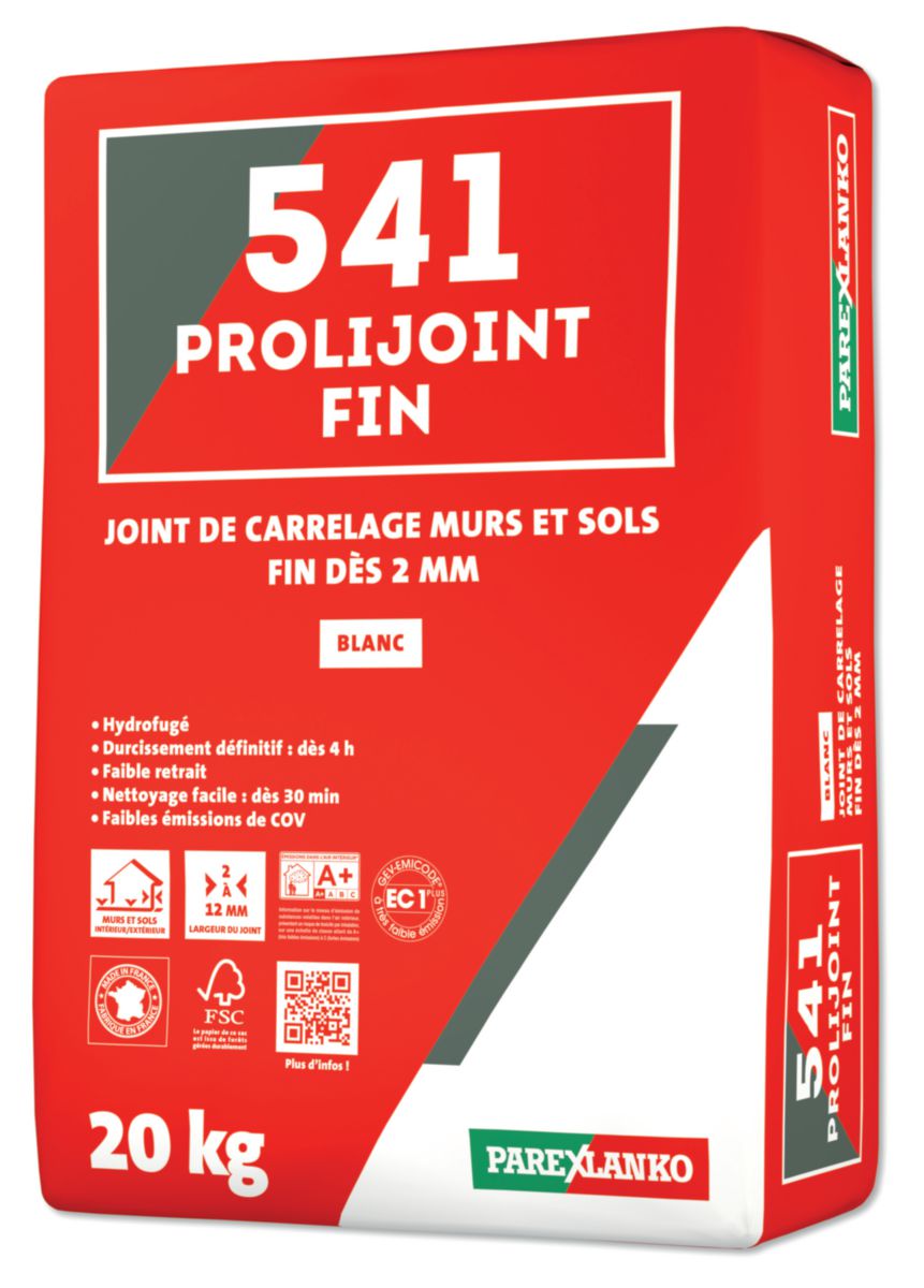 Mortier à joint de carrelage 541 Prolijoint fin - blanc - sac de 20 kg