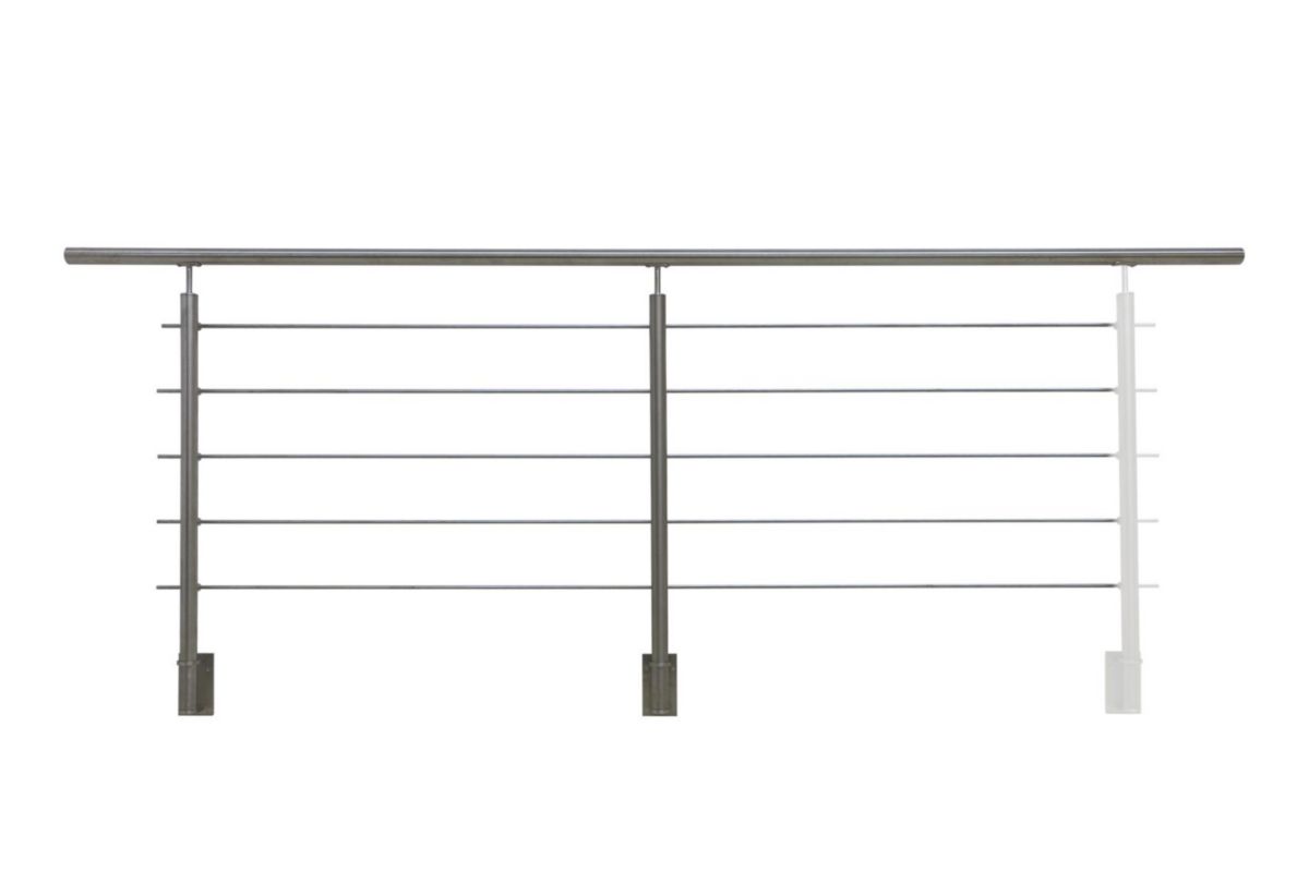 Garde-corps Premium Inoca - pack fixation latérale - inox - L. 240 cm - H. 120,1 cm