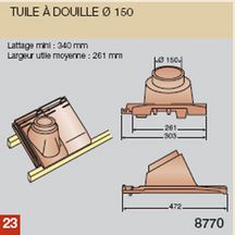 Tuile à douille diamètre 150mm Migeon nuagé pour Vauban 2 Droite et écaille KOR MVBD8770