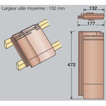 Demi-tuile Actua terre cuite ardoise