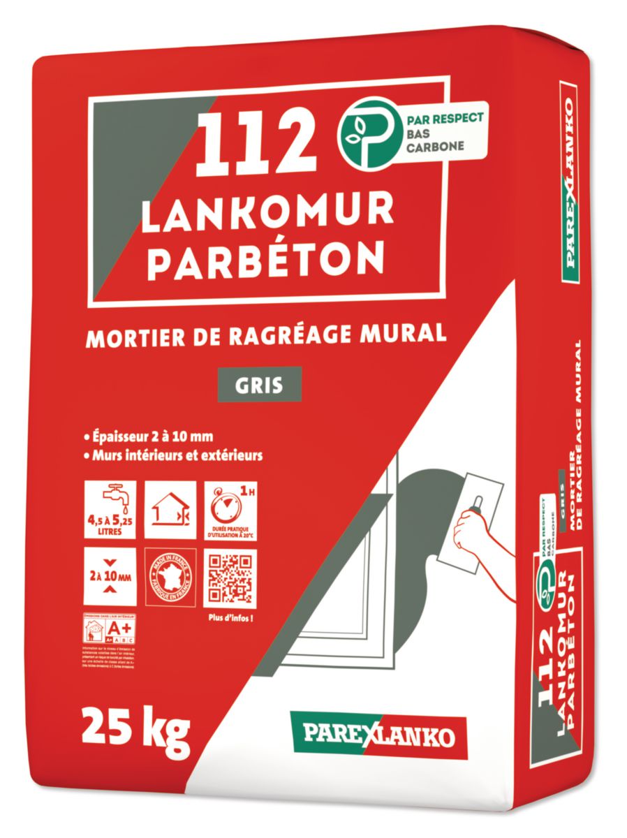 Mortier de ragréage 112 Lankomur Parbéton - gris - sac de 25 kg