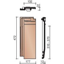 Tuile grand moule aspect plat Actua terre cuite rouge naturel 472x303 mm