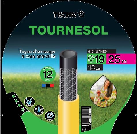 Tuyau d'arrosage tricoté Tournesol - jaune - Ø 19 mm x 25 m