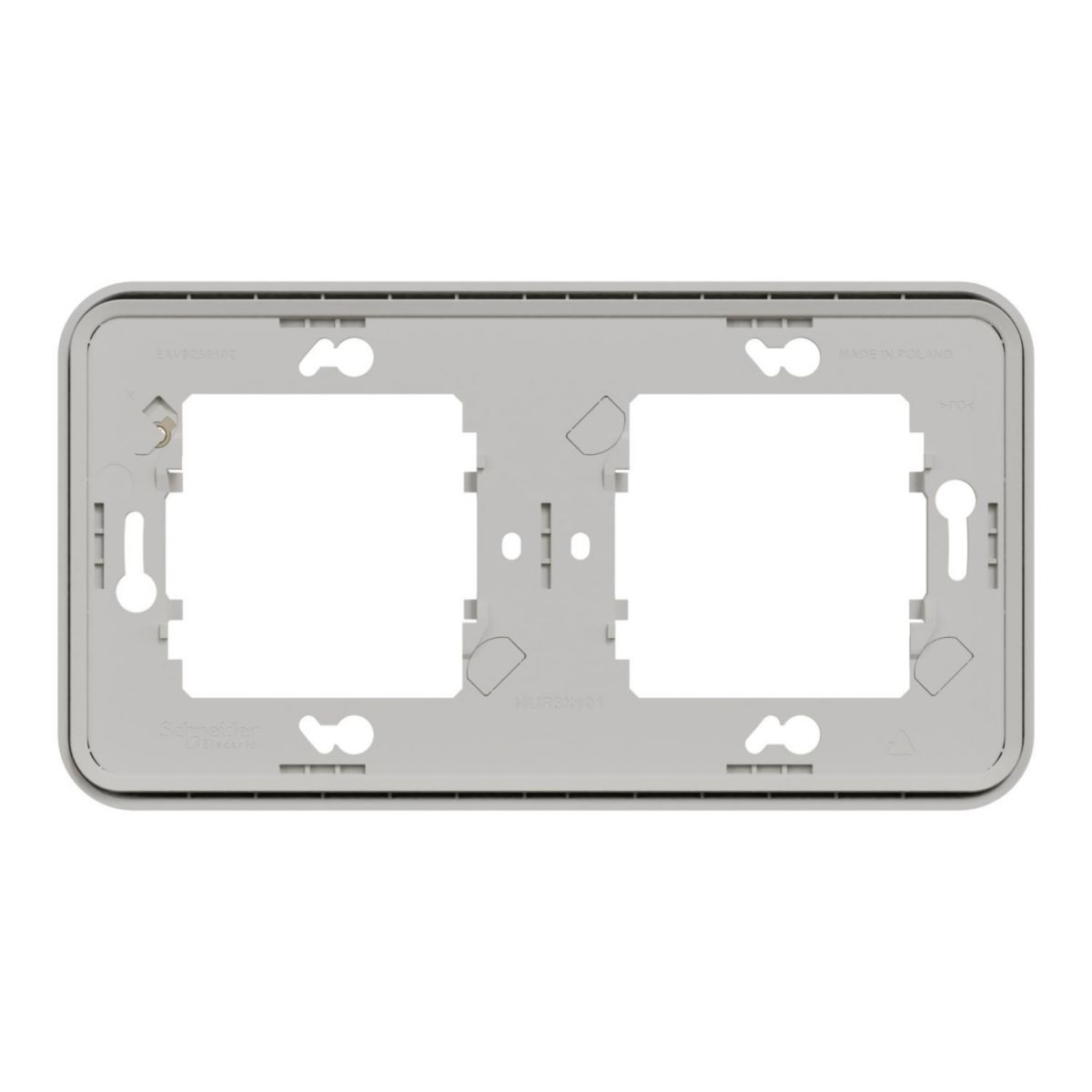 Cadre horizontal Mureva Styl - 2 postes - encastré - IP55 - IK08 - blanc