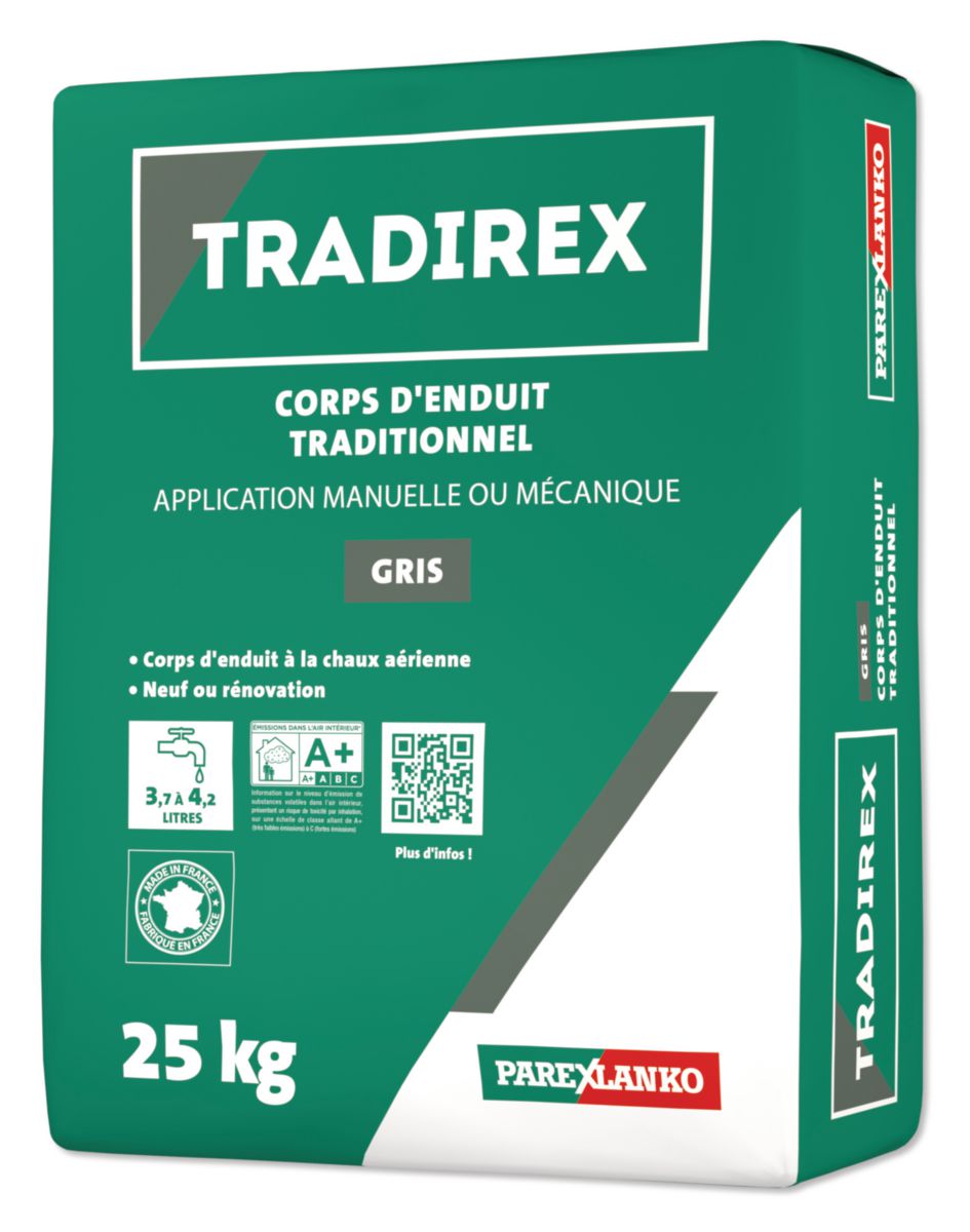 Corps d'enduit traditionnel Tradirex pour parois - sac de 25 kg