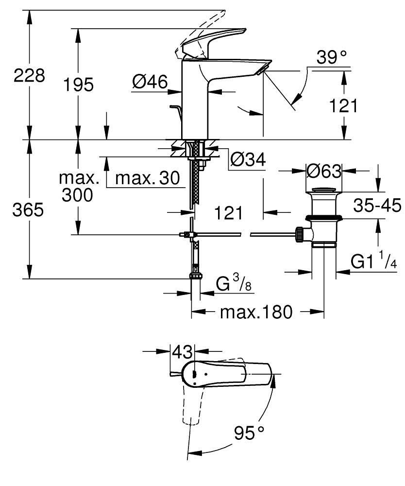 Mitigeur lavabo Taille M Eurosmart Chromé GROHE Réf. 2339330E