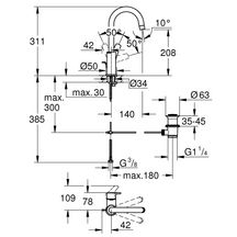 Mitigeur monocommande Lavabo Taille L Eurosmart Chromé GROHE Réf. 23537003