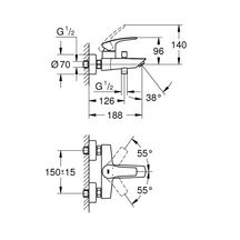 Mitigeur monocommande Bain / Douche Eurosmart Chromé GROHE Réf. 32158003