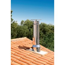 Sortie de toit Inox inox STI50-70S180DOM non peint pente 50 à 70 % conduit diamètre 180 mm H. 800 mm ref 31180752