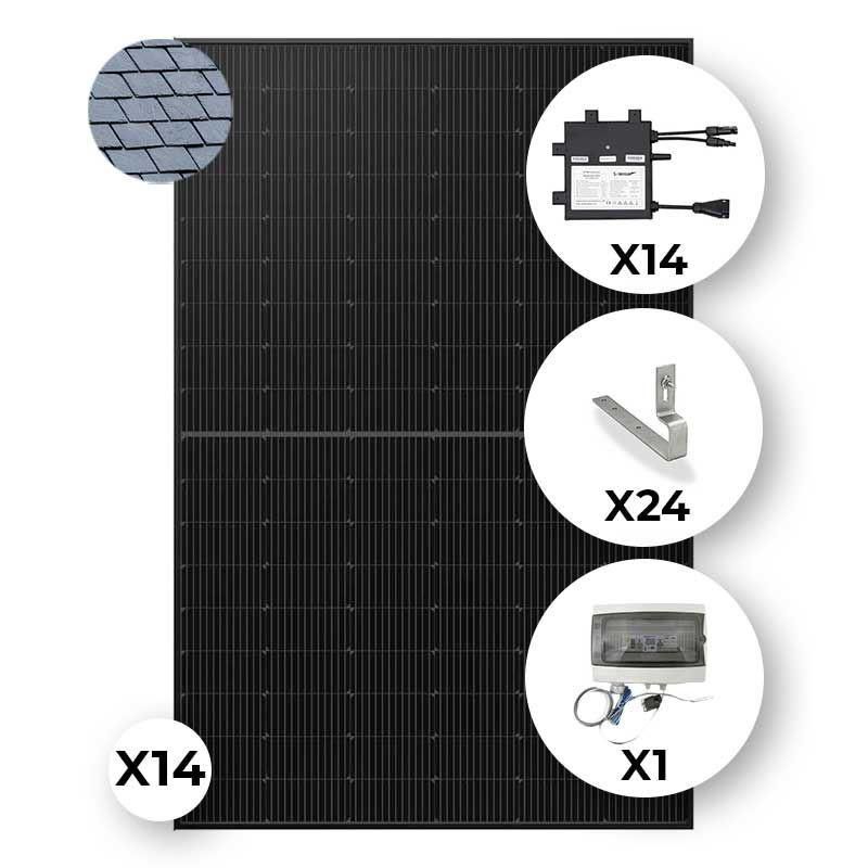 Kit 5950 Wc DUONERGY 425 Cadre Noir SOLENSO ISY PV Ardoise Portrait 1Lx14C / 2Lx7C réf : KIT0072