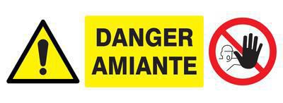 Panneau polystyrène choc "Danger amiante" + pictogramme accès interdit