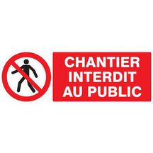 Panneau de signalisation "Chantier interdit au public" - 330x200 mm