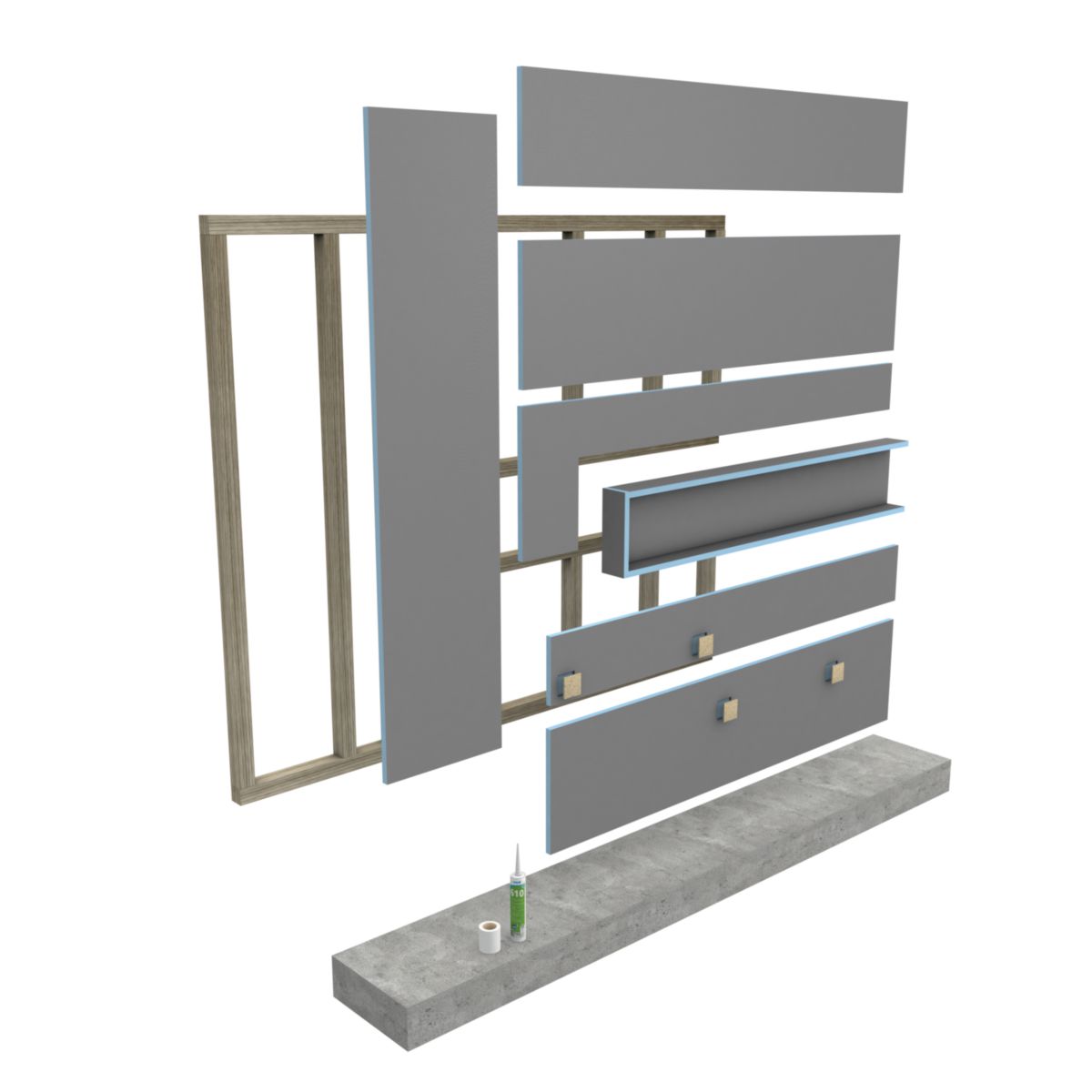 Kit de fixation en mélaminé pour panneaux de construction - 12 pcs 100x100 mm + 2 pcs 400x40