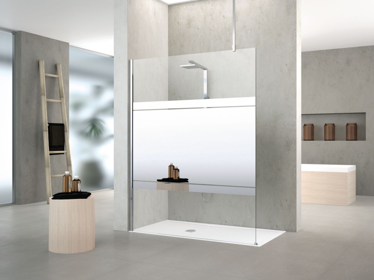 Parois de douche KUADRA h 120 ext.117-120 cm verre transparent noir réf : KUADH120-1H