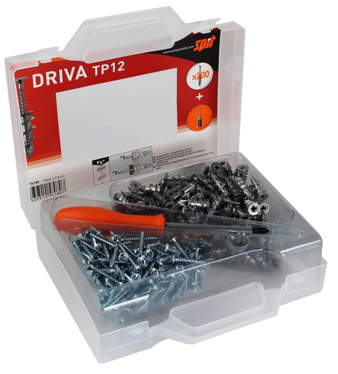 Coffret cheville Driva TP12 boîte de 200 réf. 074180