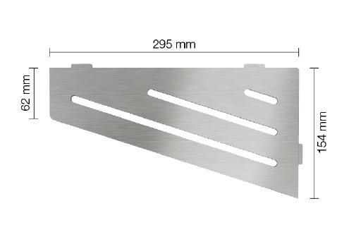 Tablette d'angle Shelf-E - design Wave - inox brossé - 154x295 mm - ép. 2 mm