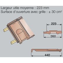 Tuile chatière JPV 2 terre cuite ardoise 440x260 mm