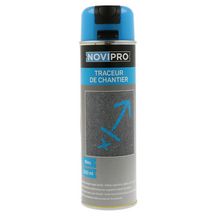 Traceur fluo de chantier, aérosol 500ml, bleu - application jusqu'à -20 Novipro