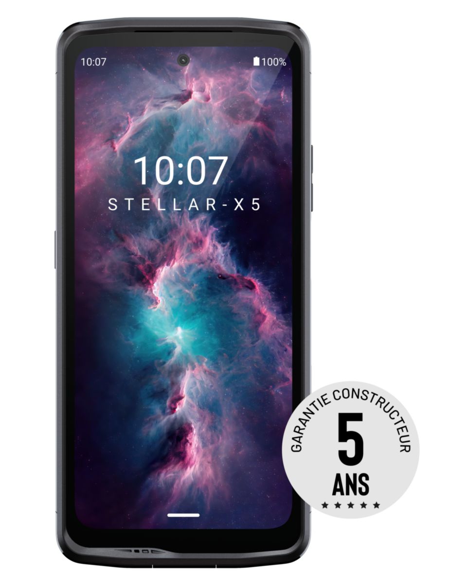 Smartphone STELLAR-X5 écran 6.49'', ROM 128Go, RAM 8Go, double sim dont e-SIM, photo 50 MP, 249g, batterie 4500mAh réf: 1001050701311