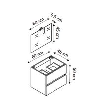 Meuble de salle de bain sous vasque Alterna Primeo KIT 60 cm Blanc/Bois, à monter, avec miroir et spot