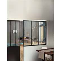 Verriere atelier aluminium 3 partitions H 1150xL1200 mm - vitrage feuilleté 33/2 de 6mm clair - thermolaquée noir sablé ral 9005 - en kit