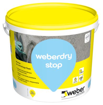 Mortier de colmatage ultrarapide weberdry stop - seau de 20 kg