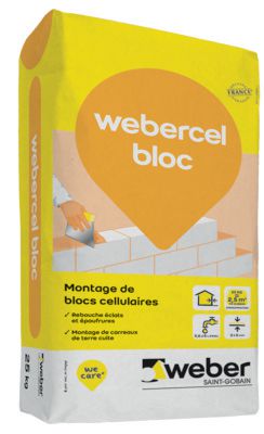 Mortier de montage webercel bloc pour béton cellulaire - sac de 25 kg