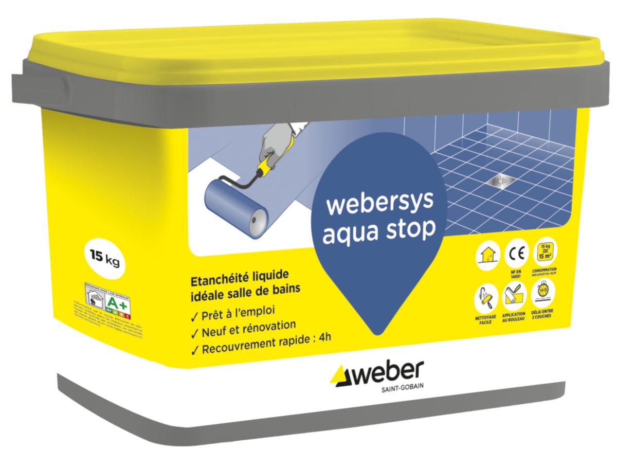 Étanchéité sous carrelage Webersys aqua stop - pot 15 kg