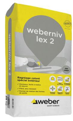 Ragréage coloré spécial extérieur Weber Niv Lex 2 - gris ciment - sac de 25 kg