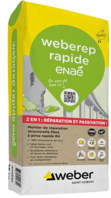 Mortier de réparation fibré weberep rapide - sac de 25 kg