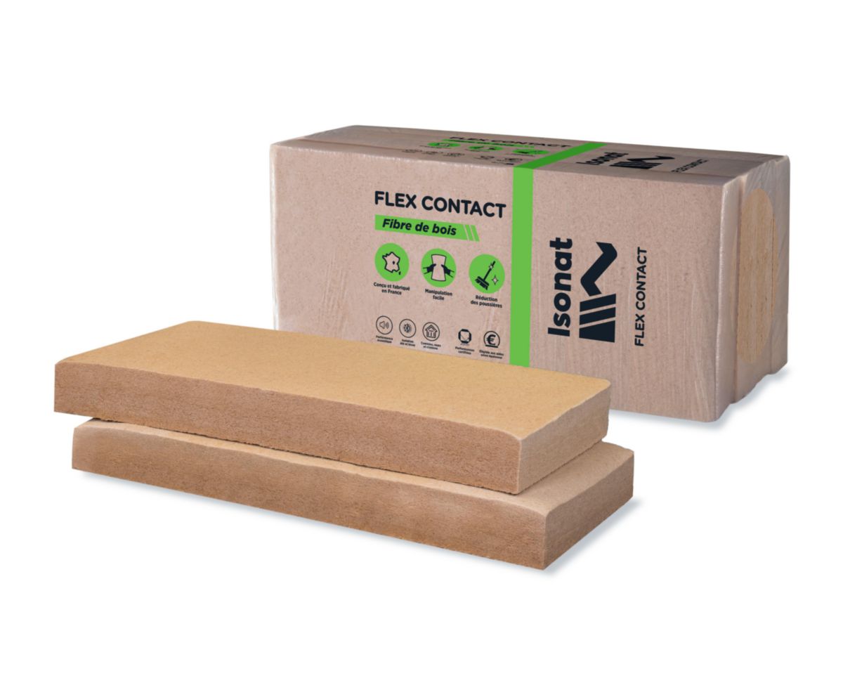 Panneau isolant flexible fibre de bois Isonat Flex 40 - 58x122 cm - ép. 80 mm - R = 2,10 m².K/W