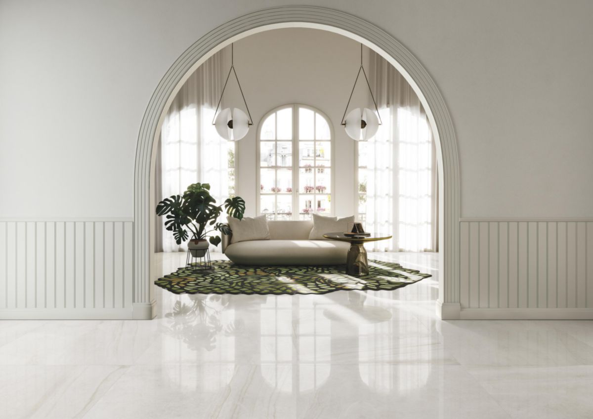 Carrelage de sol intérieur Sublime - grès cérame rectifié - ton ivory lucido - 120x120 cm - ép. 9 mm