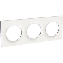 Plaque de finition pour prise murale Odace Styl - 3 postes - blanc brillant - entraxe 71 mm