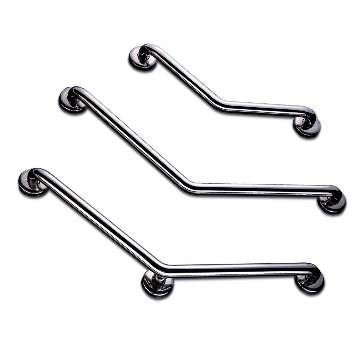 Barre à 135° inox 3 fixations D 32 x 400 x 400 mm libre service réf. 01264-LS