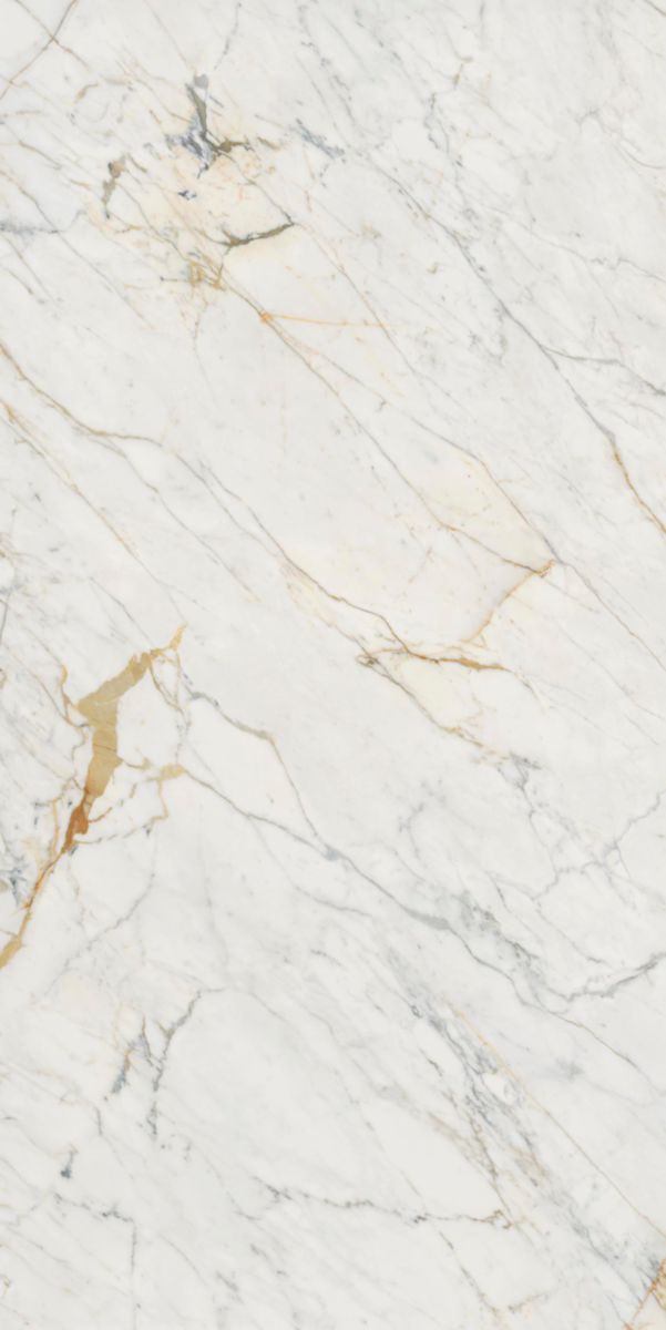 Carrelage grand format effet marbre Grande Marble Look - grès cérame golden white fibre lux - 162x324 cm