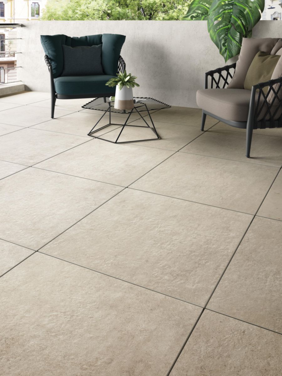 Carrelage sol extérieur grès cérame Glam Two - tortora naturale rectifié antidérapant - 80x80 cm - ép. 20 mm